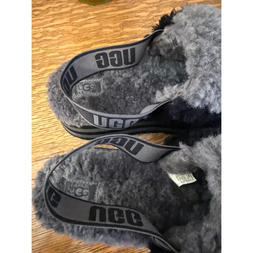 Ugg Disco Checker Slide in Gray/Black Size 10 Cozycore Y2K Retro Soft Grunge